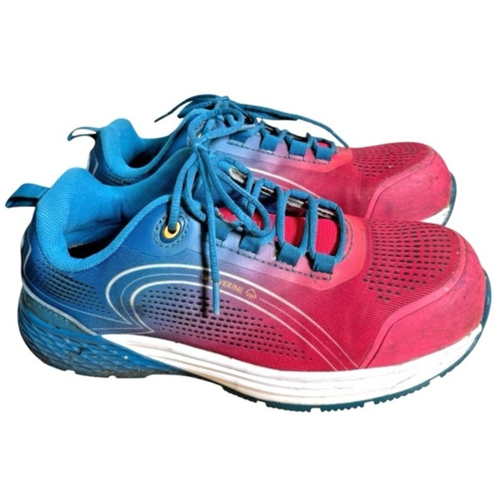 Wolverine Rev UltraSpring Safety Toe Womens 7 Pre-Owned Work Shoe Pink Blue ASTM
